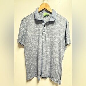 Boss Light Blue and White Polo Shirt Size L